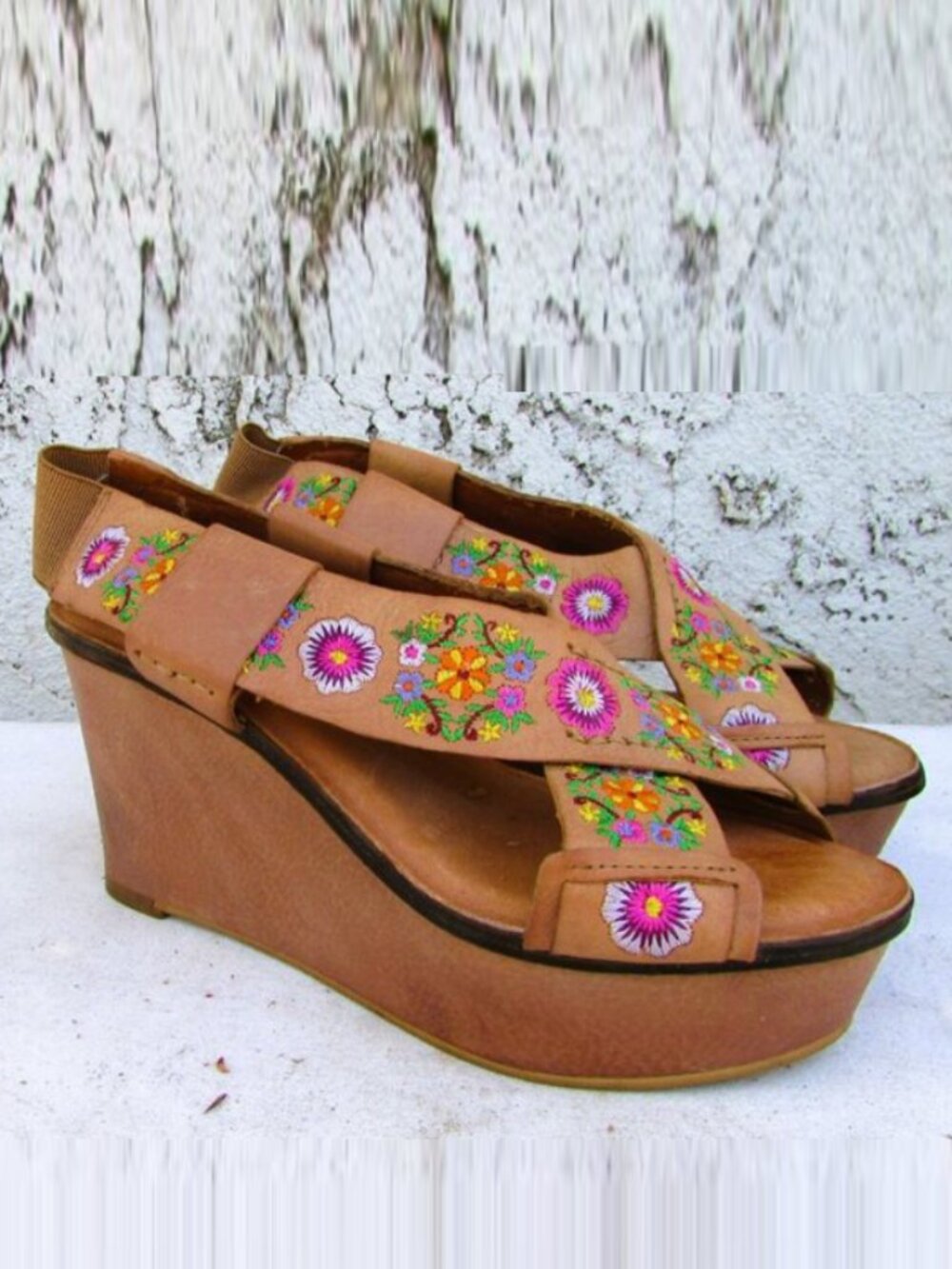 Lucky Brand KOKO floral strap leather sandals 6M